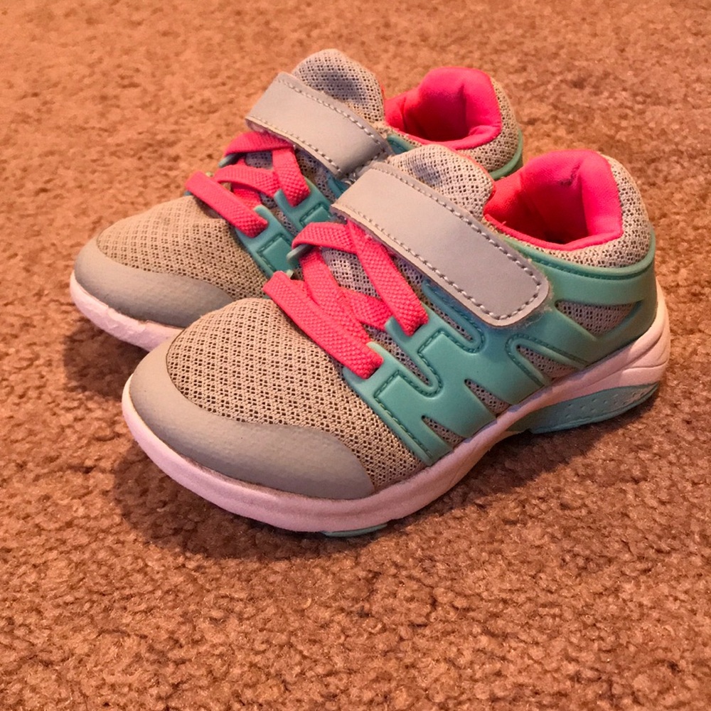Pink Blue Toddler Girl Size 7 Sneakers